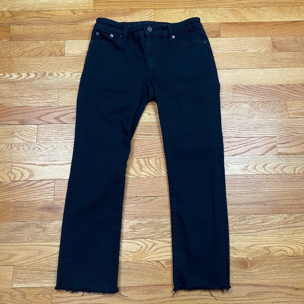 Lauren Ralph Lauren Modern Straight Curvy Jeans Women 4P Black Raw Hem Classic